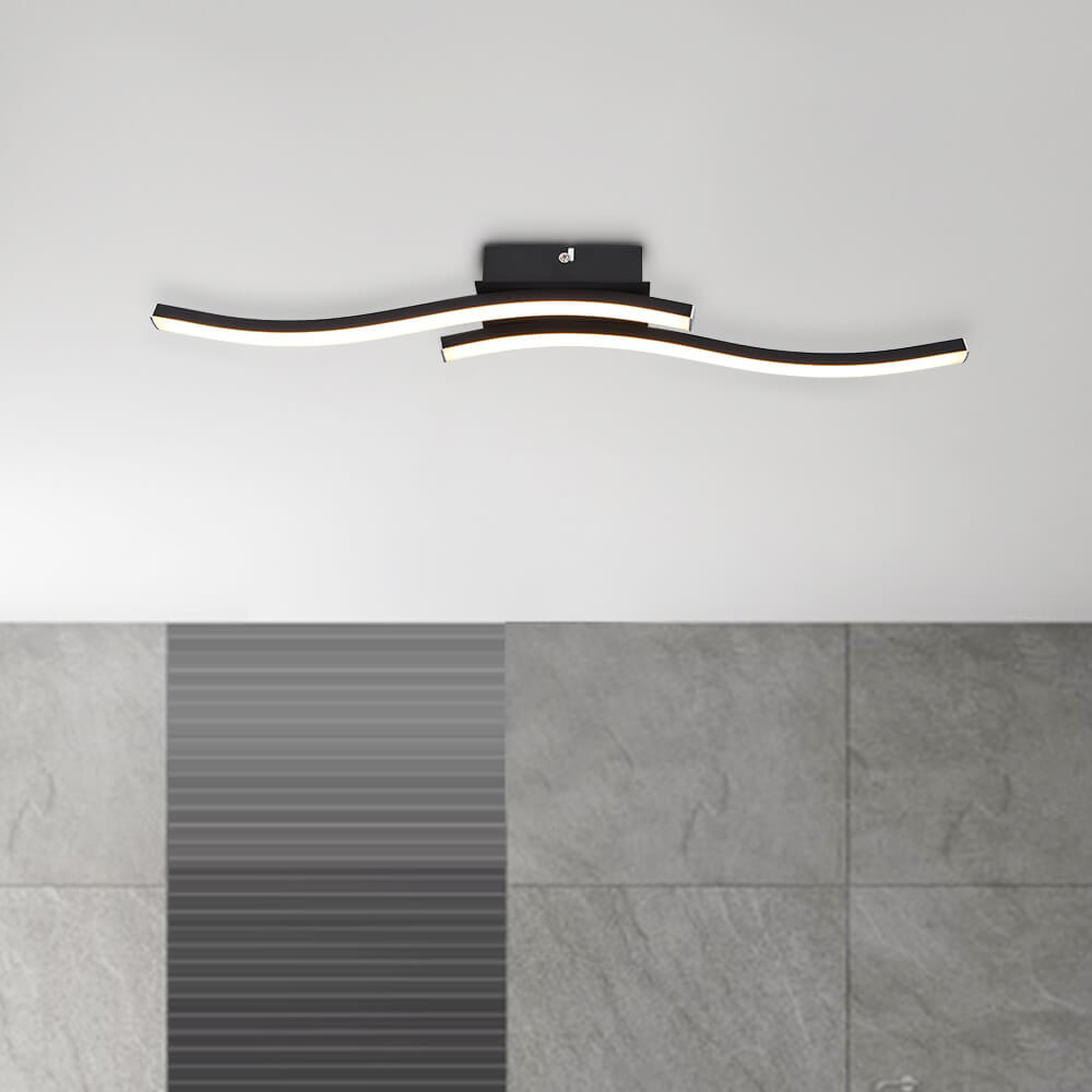Luz de techo LED curvada para baño, diseño moderno y elegante. Iluminación semi empotrada para ambientes cálidos.