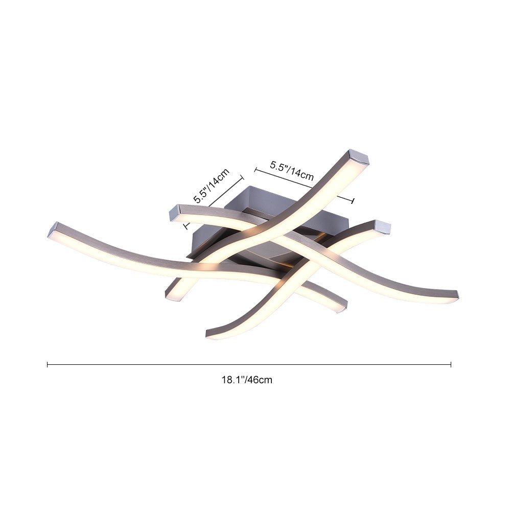 Plafón LED regulable y curvo para baño, montaje semi empotrado moderno. Iluminación interior eficiente y ambiente cálido.