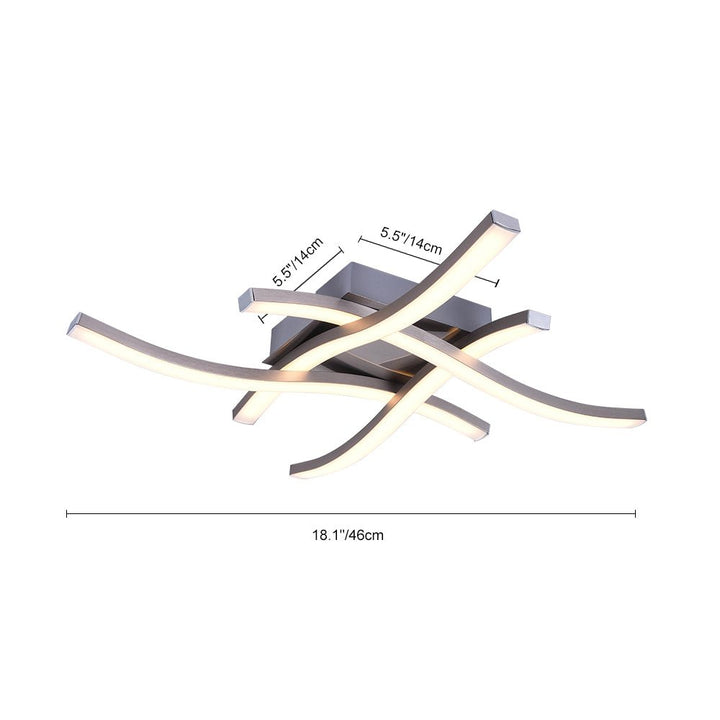Plafón LED regulable y curvo para baño, montaje semi empotrado moderno. Iluminación interior eficiente y ambiente cálido.