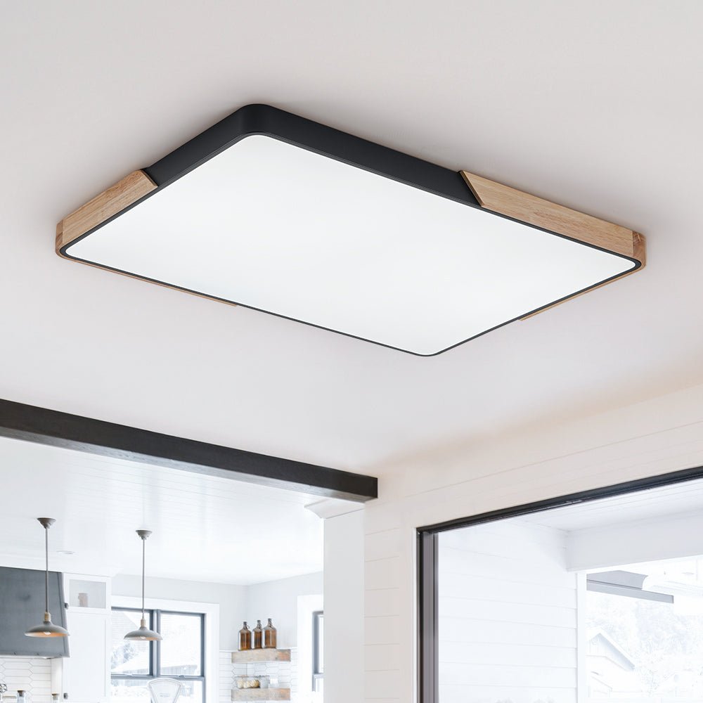Iluminación interior moderna: luz de techo LED rectangular regulable. Perfecta para decoración de hogar elegante.