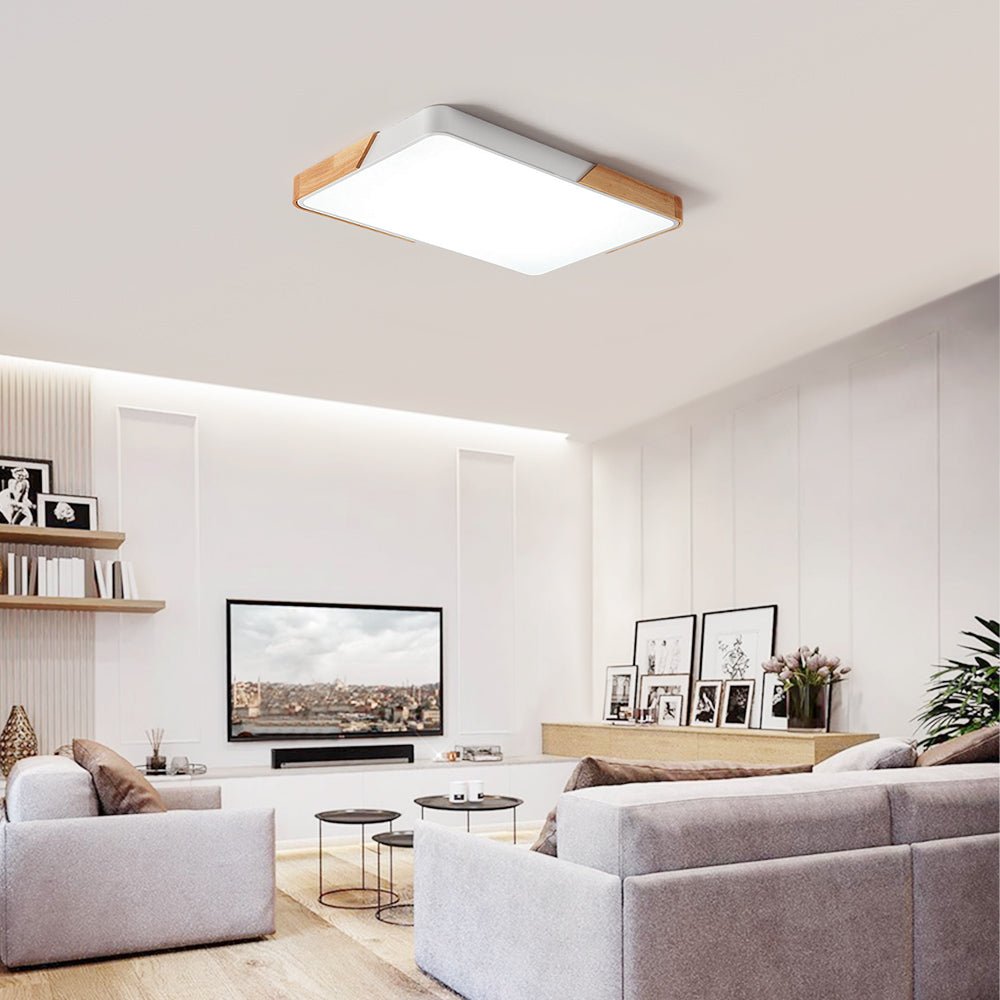 Lámpara de techo LED rectangular regulable, moderna y eficiente energéticamente. Ideal para el hogar contemporáneo.