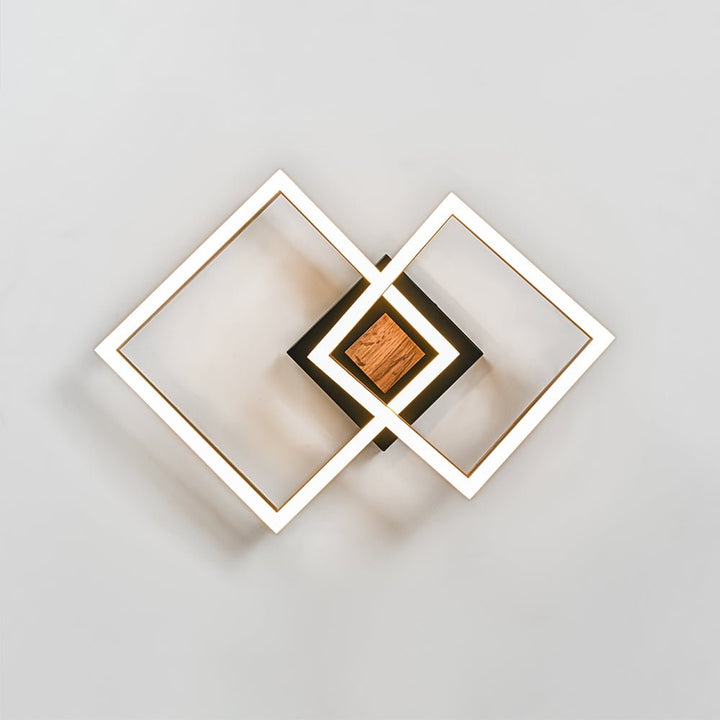 Plafón LED cuadrado con efecto nogal. Iluminación interior decorativa y funcional para cualquier habitación.