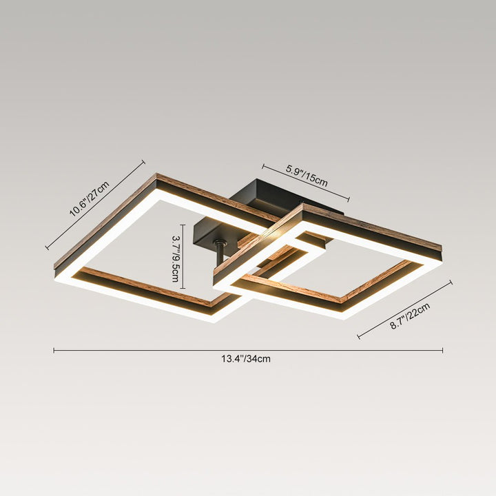 Lámpara de techo LED cuadrada en nogal. Elegante y funcional para iluminar tu espacio con estilo.