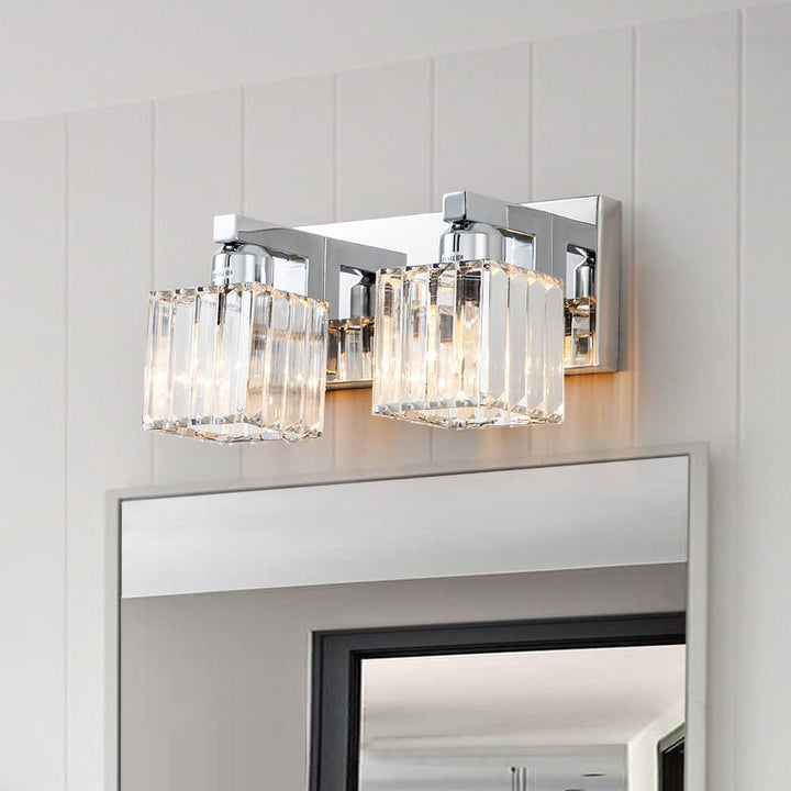 Luminaria de pared moderna con cristal cuadrado, estilo glamour. Iluminación de tocador perfecta.
