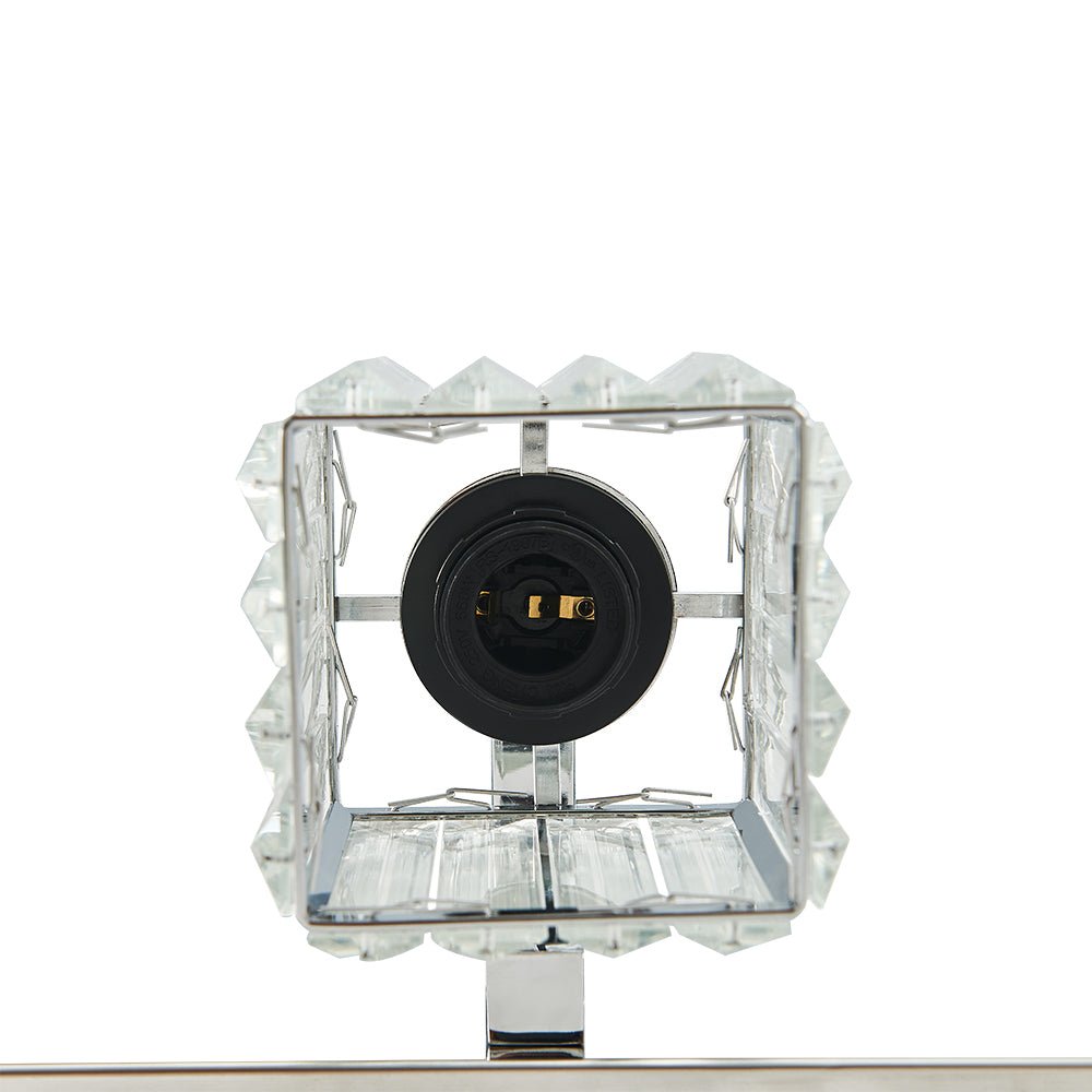 Elegante luz de pared glamour, cristal cuadrado. Ideal para tocador, baño o dormitorio moderno.