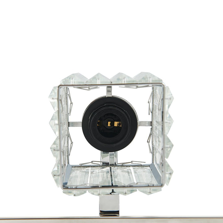 Elegante luz de pared glamour, cristal cuadrado. Ideal para tocador, baño o dormitorio moderno.