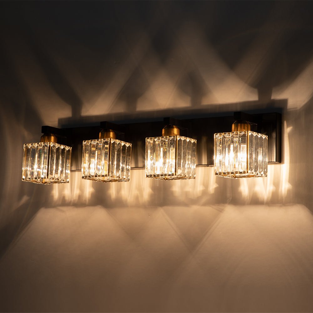 Luz de tocador cromada moderna, con cristal cuadrado. Ideal para iluminación de baño.