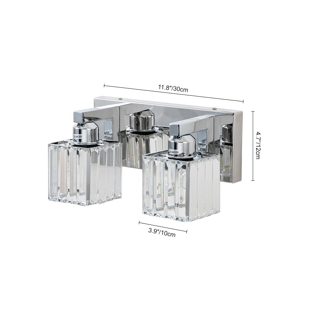 Iluminación de tocador de lujo, glamour, cristal cuadrado. Diseño moderno para espacios elegantes.