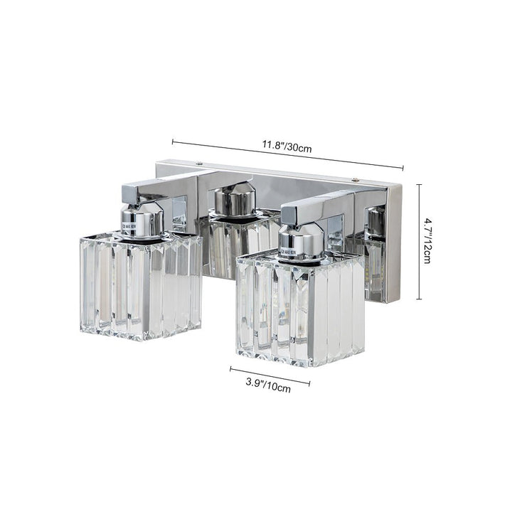 Iluminación de tocador de lujo, glamour, cristal cuadrado. Diseño moderno para espacios elegantes.