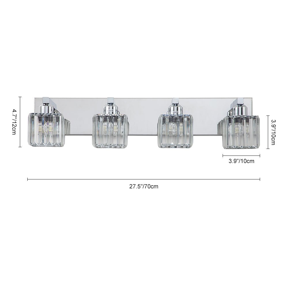 Luz de tocador moderna, cristal cuadrado, estilo glamour para baño y dormitorio.