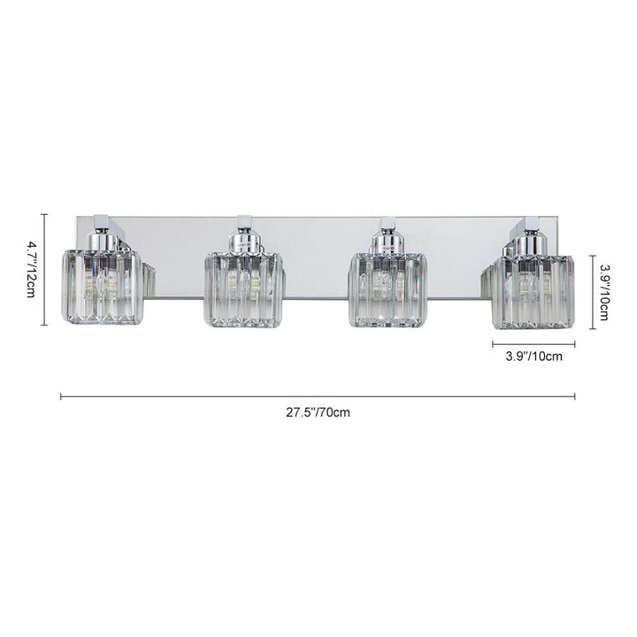Luz de tocador moderna, cristal cuadrado, estilo glamour para baño y dormitorio.