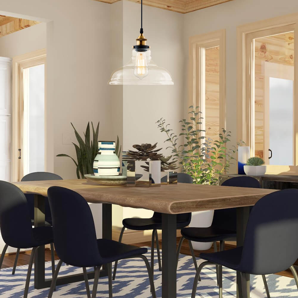 Lámpara colgante moderna para decoración del hogar, cúpula de vidrio claro, estilo industrial.