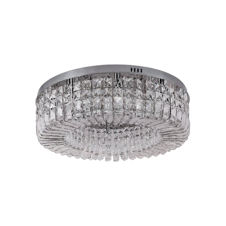 Elegante luz de techo LED de lujo con diseño redondo. Cristales decorativos para iluminación moderna.