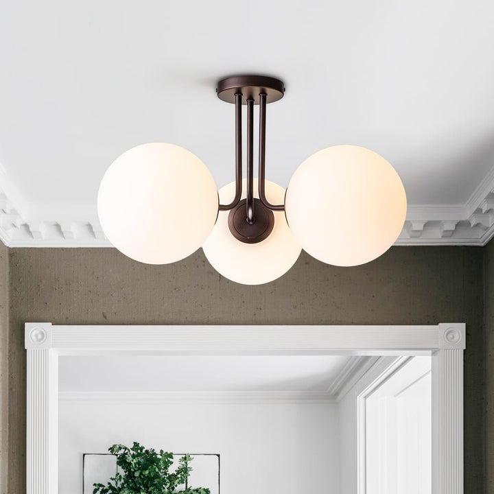 Iluminación Sputnik vintage de techo, 3 luces, estilo mid-century. Ideal para diseño de interiores.