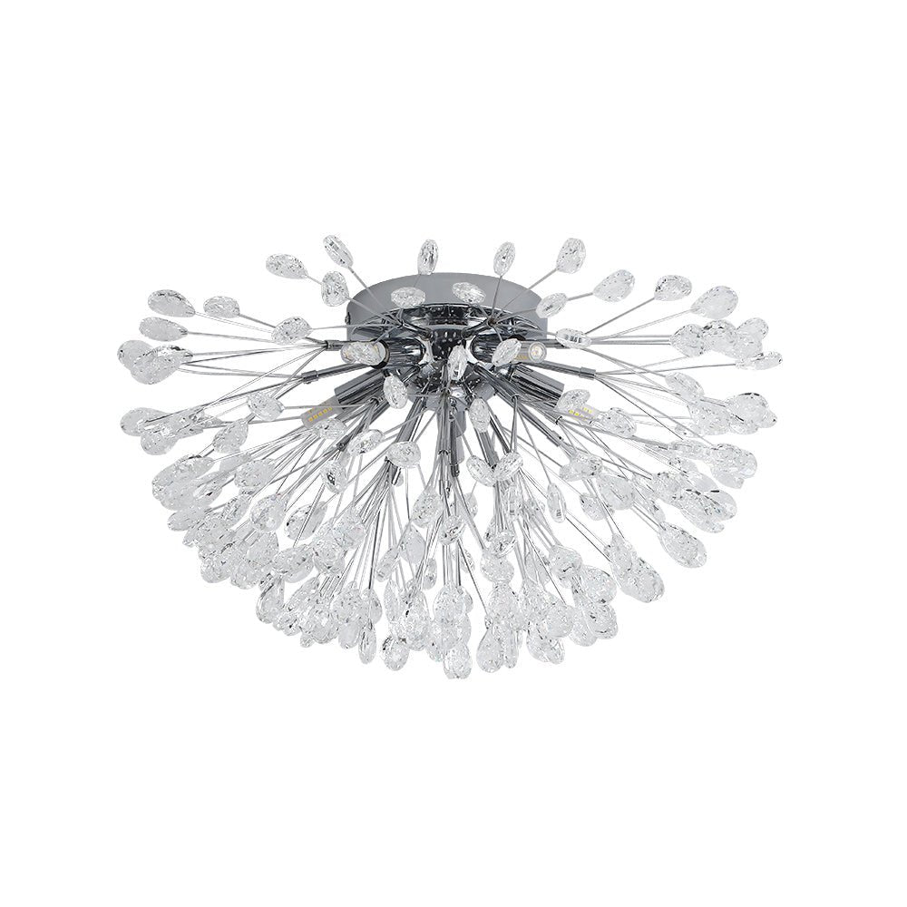Iluminación lujosa para sala de estar, luz de techo semi empotrada moderna con 5 luces de cristal de flor.