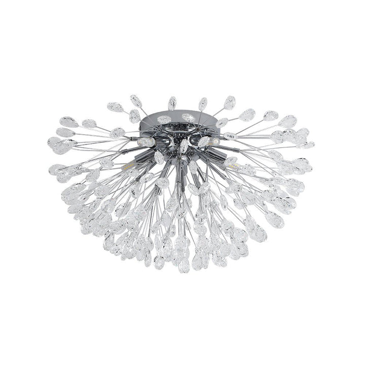 Iluminación lujosa para sala de estar, luz de techo semi empotrada moderna con 5 luces de cristal de flor.