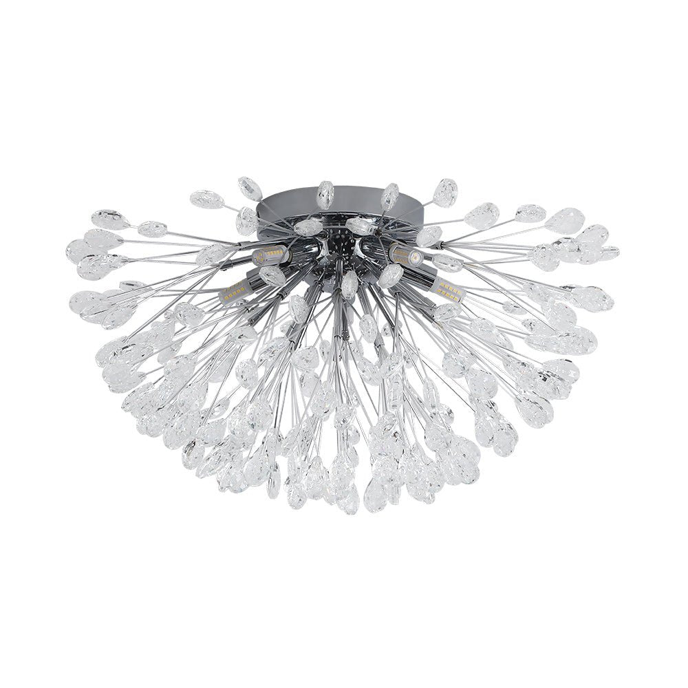 Lámpara de techo moderna de cristal floral, 5 luces, semi empotrada, elegante iluminación.