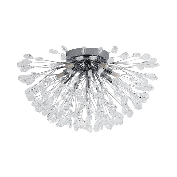 Lámpara de techo moderna de cristal floral, 5 luces, semi empotrada, elegante iluminación.