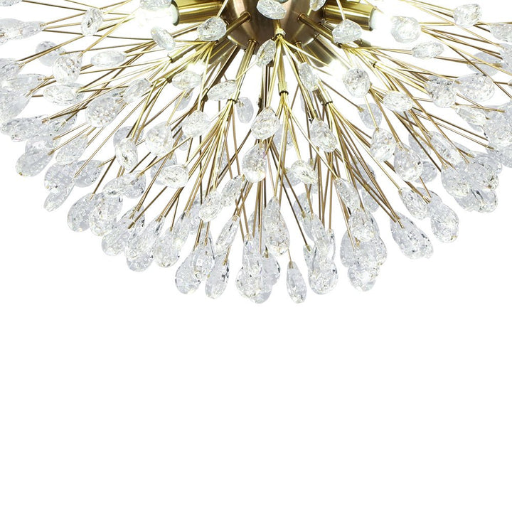 Luz de techo moderna de cristal y metal, diseño floral, 5 luces semi empotradas, elegancia.