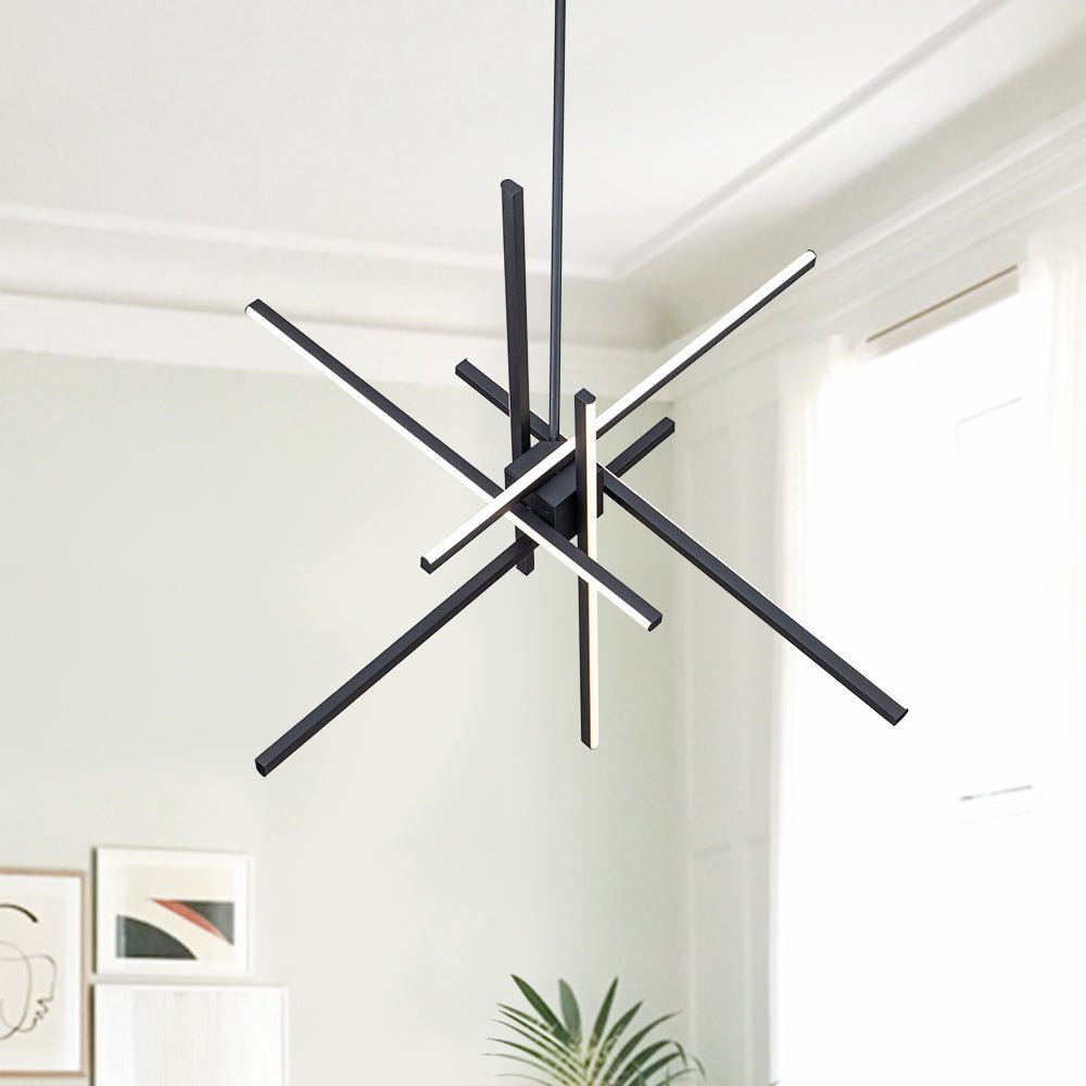 Diseño impactante de candelabro Sputnik LED lineal moderno para iluminación de techo.