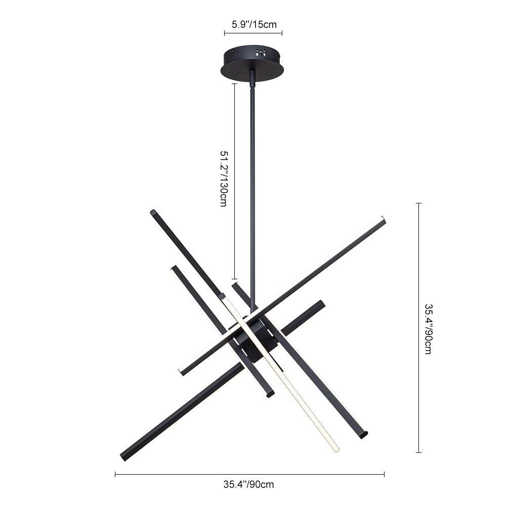 Elegante candelabro Sputnik LED lineal con 6 luces, diseño moderno para decoración del hogar.