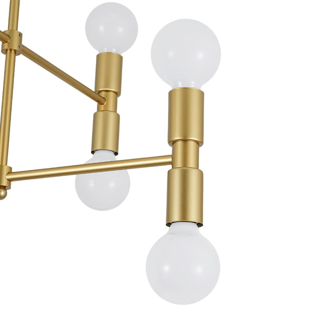 Lámpara de techo Sputnik dorada, 8 luces, estilo moderno, ideal para pasillo o comedor.
