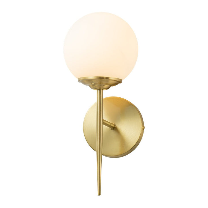 Lámpara de pared interior de estilo minimalista con globo de vidrio opalino. Ideal para decoración contemporánea.