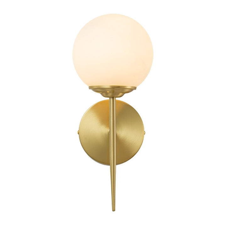 Aplique de pared de 1 luz, diseño contemporáneo para baño o pasillo. Globo de vidrio lechoso moderno.
