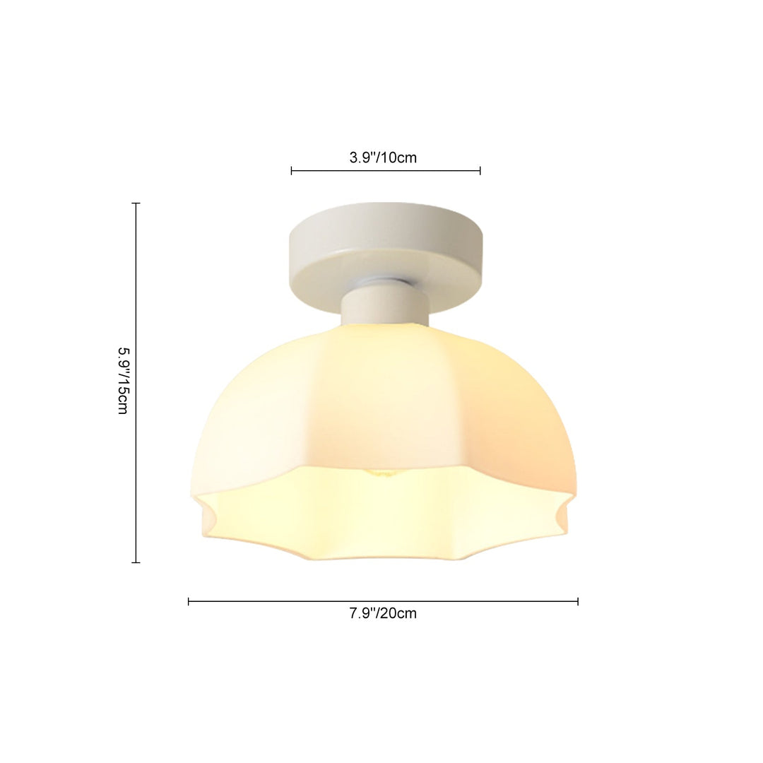Luminaria de techo cúpula escallopada blanca, estilo moderno minimalista. Iluminación para el hogar.