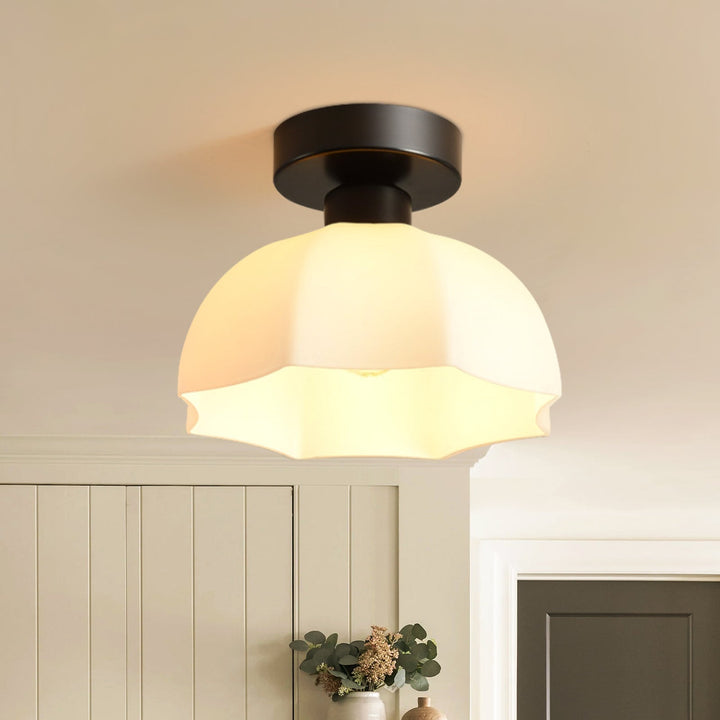 Lámpara de techo semi-empotrada cúpula blanca, moderna y minimalista. Iluminación decorativa para el hogar.