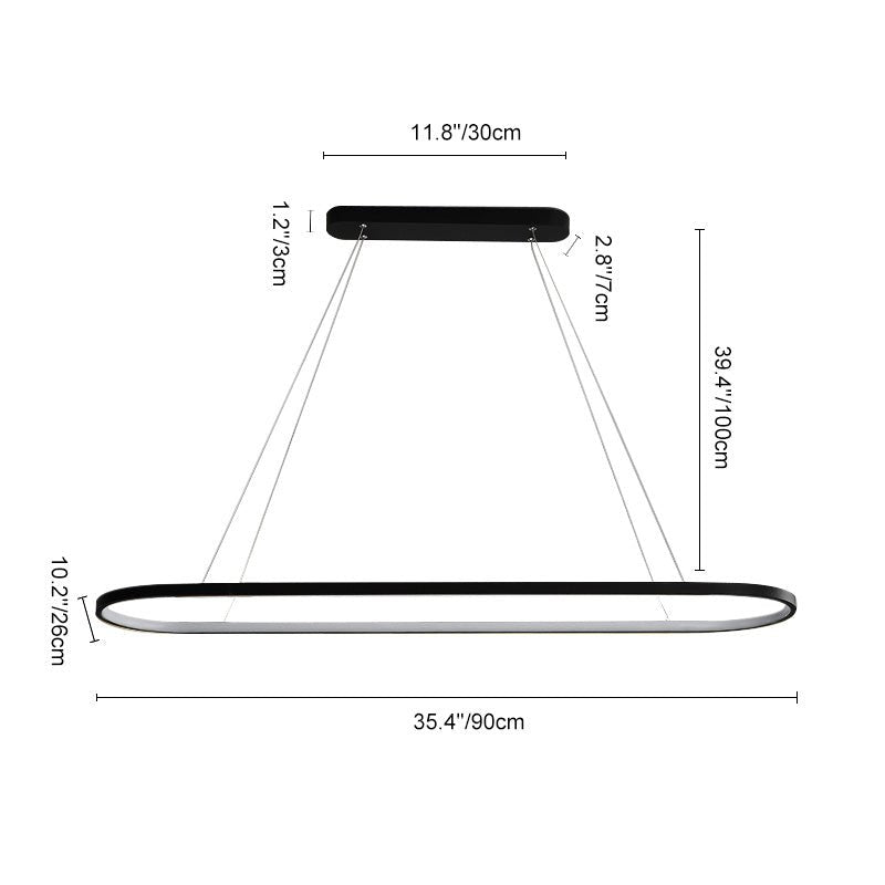 Lámpara de techo LED ovalada con diseño minimalista, perfecta para decoración del hogar.