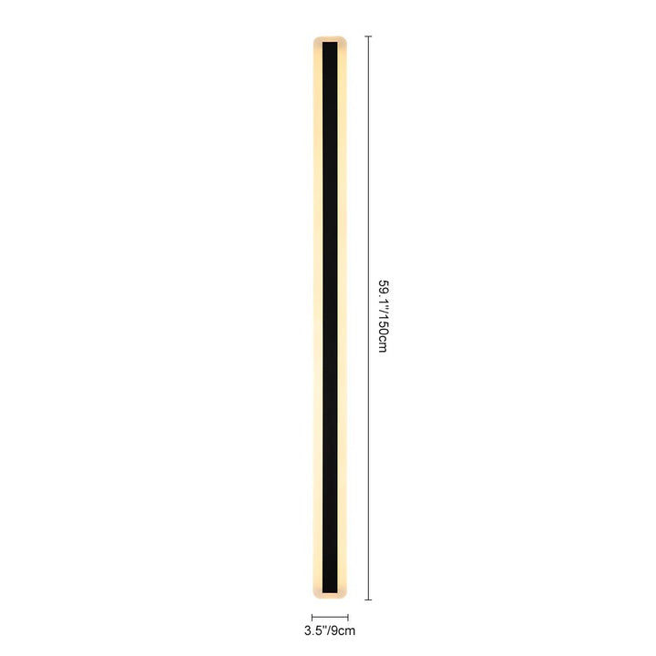 Luz de pared LED exterior eficiente. Iluminación moderna negra impermeable para patio o jardín, diseño lineal.