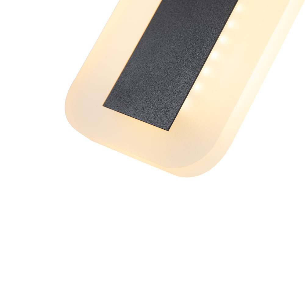 Diseño minimalista de luz de pared exterior LED negra. Perfecta iluminación moderna e impermeable para fachadas.