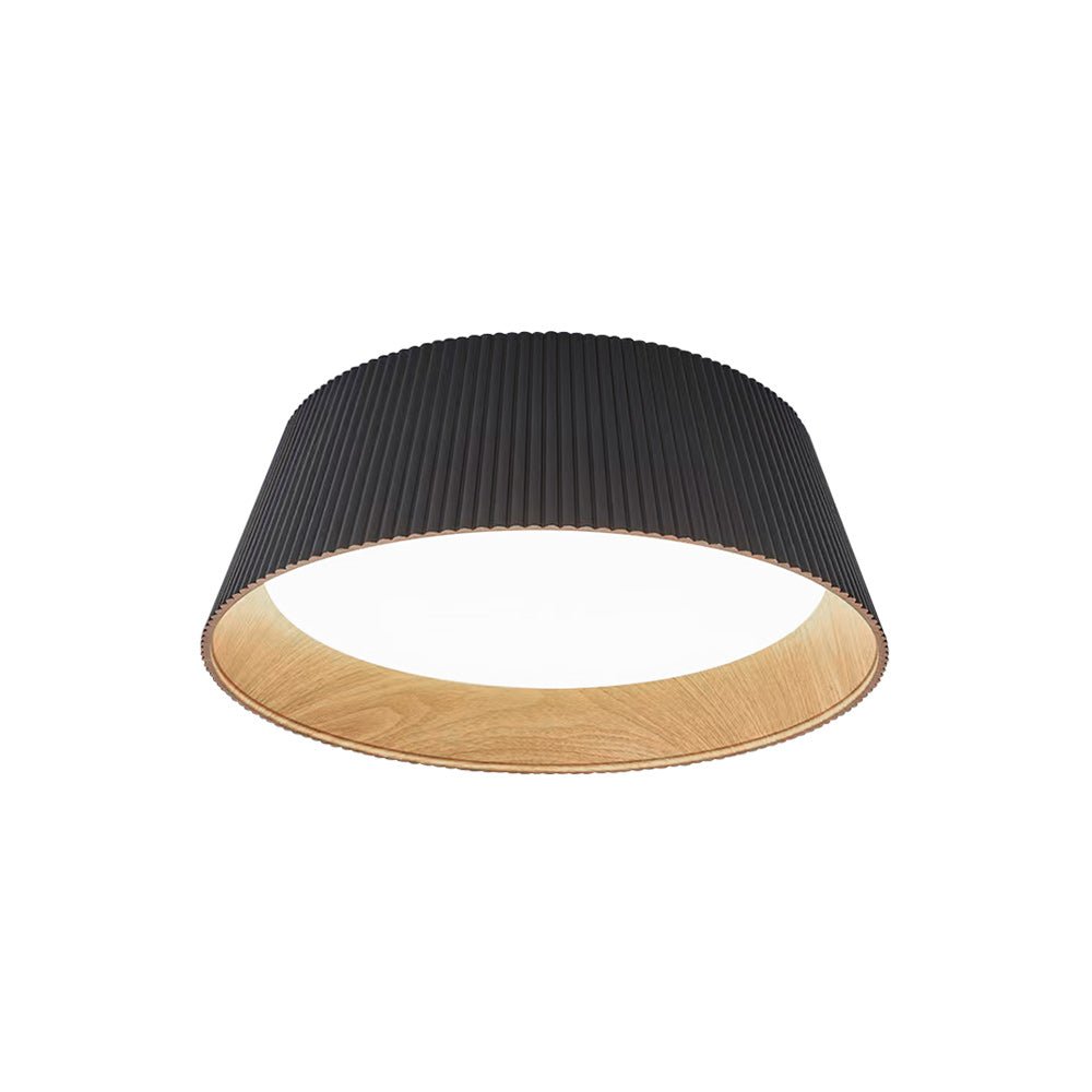 Elegante luz de techo LED empotrada cónica con grano de madera, para espacios minimalistas.