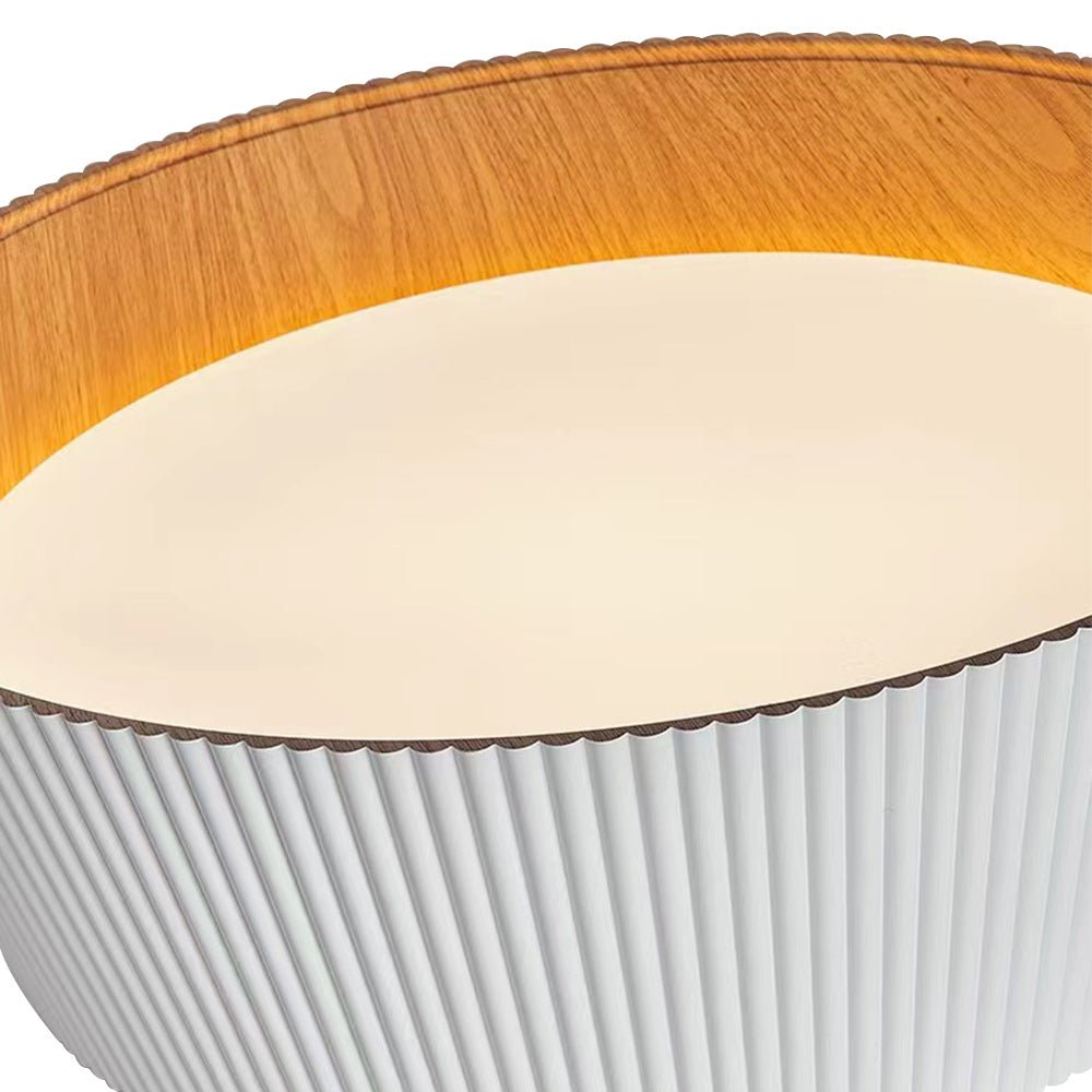 Plafón LED empotrado, estilo minimalista cónico, con veta de madera. Eficiente y elegante.