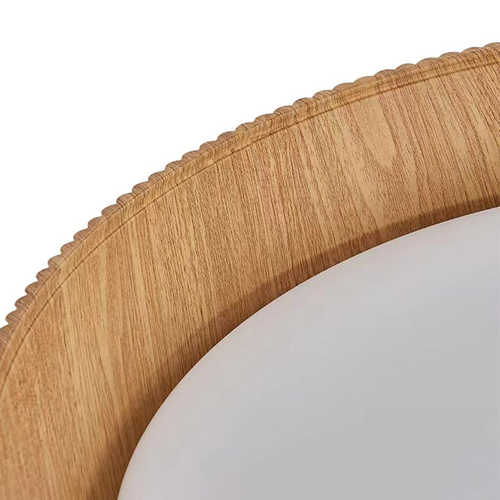 Diseño de luz LED cónico empotrado, con acabado de grano de madera, iluminación sutil.