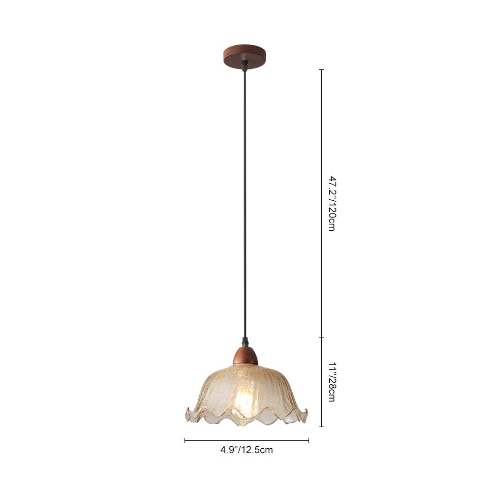 Lámpara colgante retro moderna floral ámbar, diseño único para cocina y comedor.