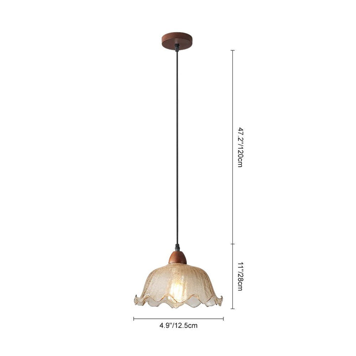 Lámpara colgante retro moderna floral ámbar, diseño único para cocina y comedor.