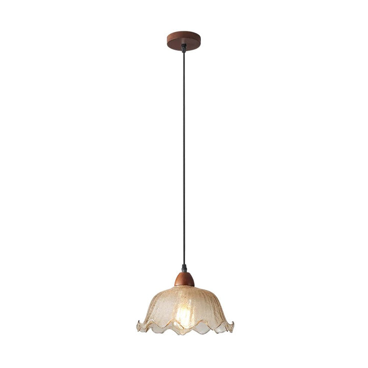 Lámpara colgante retro floral ámbar ajustable, crea ambiente acogedor en tu hogar.