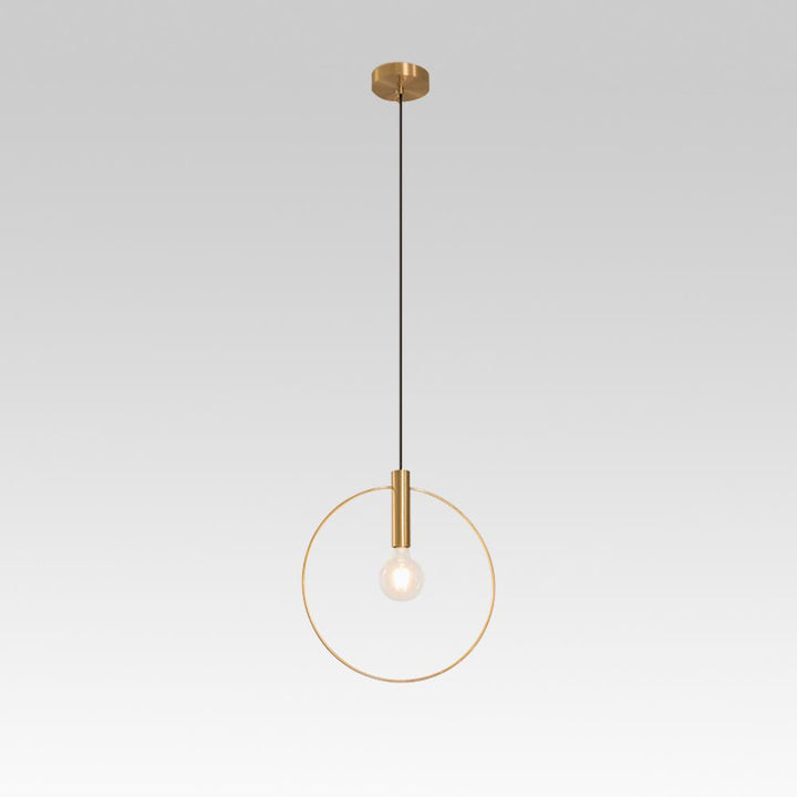 Lámpara de diseño de anillo dorado, colgante moderno que realza la iluminación interior con estilo.