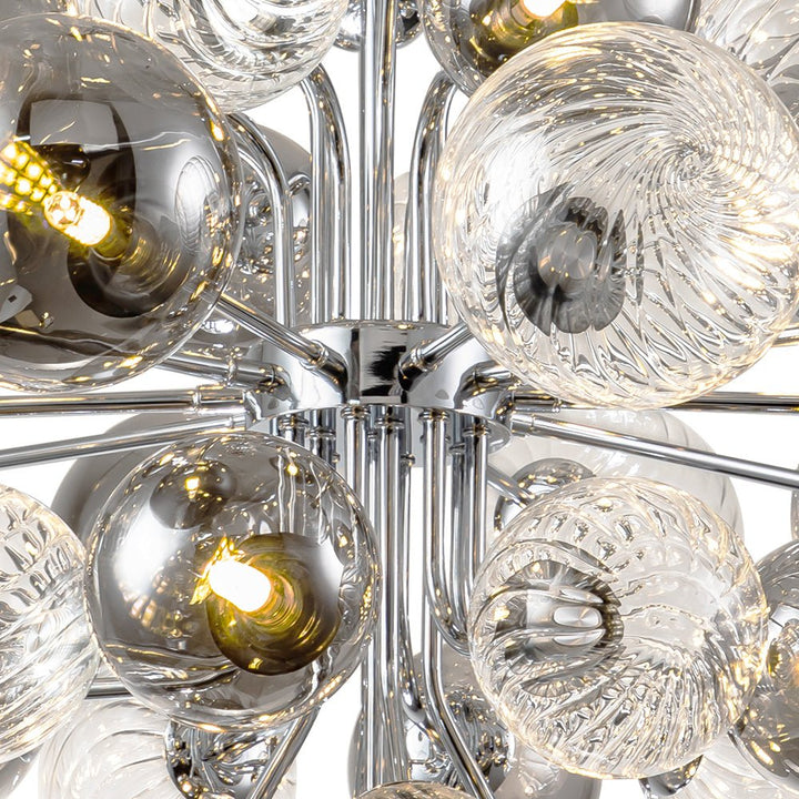 Araña de diseño moderno, burbujas de cristal ahumado. Lámpara de techo que realza cualquier decoración.