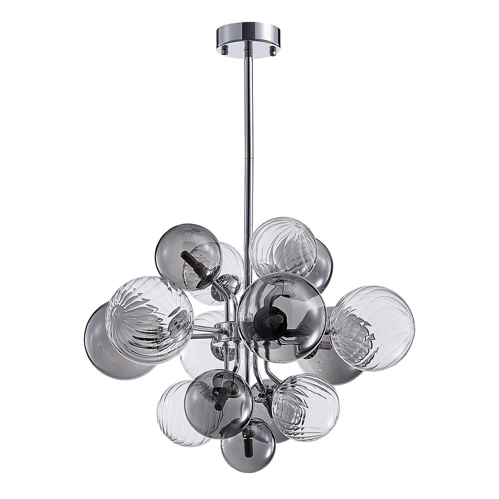 Araña de burbujas, cristal ahumado. Iluminación de techo contemporánea para decoración interior.
