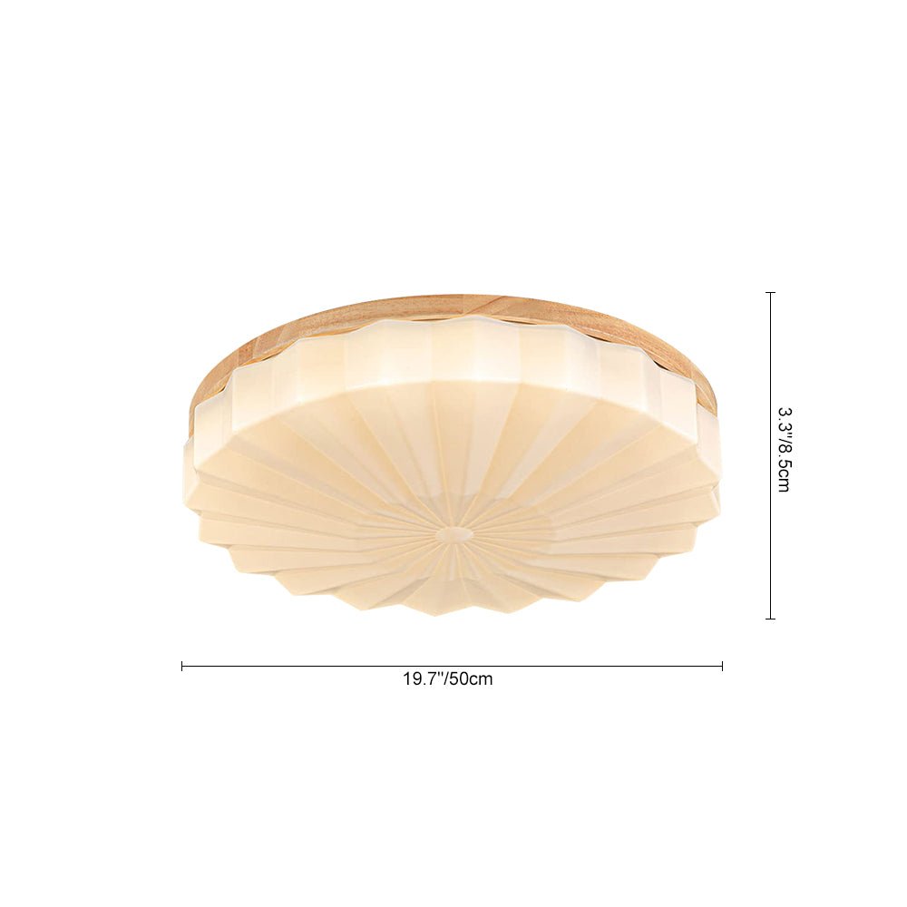 Luz de techo LED decorativa con patrón floral plisado. Transforma tu espacio con 3 tonos de luz.