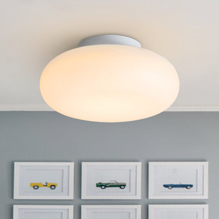 Diseño nórdico: luz de techo LED hongo color crema. Lámpara moderna semi empotrada para habitaciones.