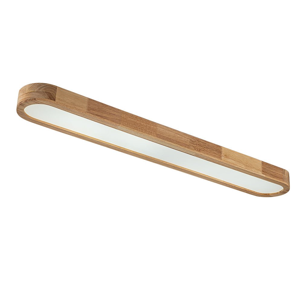 Lámpara de techo ovalada LED de madera nórdica para sala de estar, comedor o dormitorio.