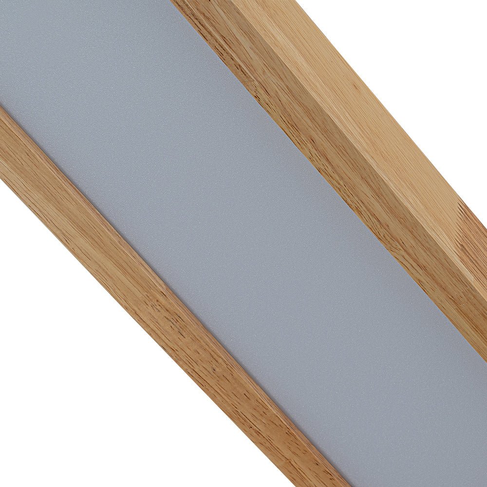 Luz de techo LED regulable con difusión suave, diseño ovalado de madera nórdica.