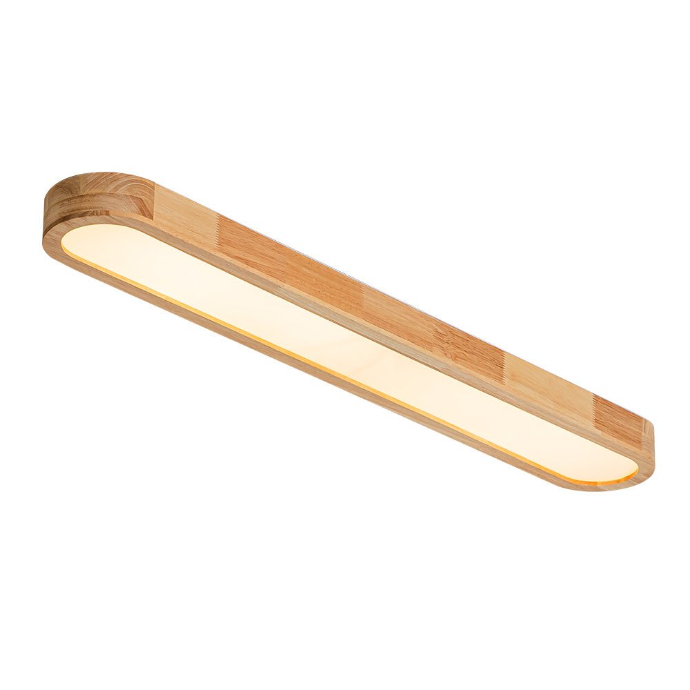 Luz de techo LED de montaje empotrado, ovalada, regulable, con acabado de madera nórdica.