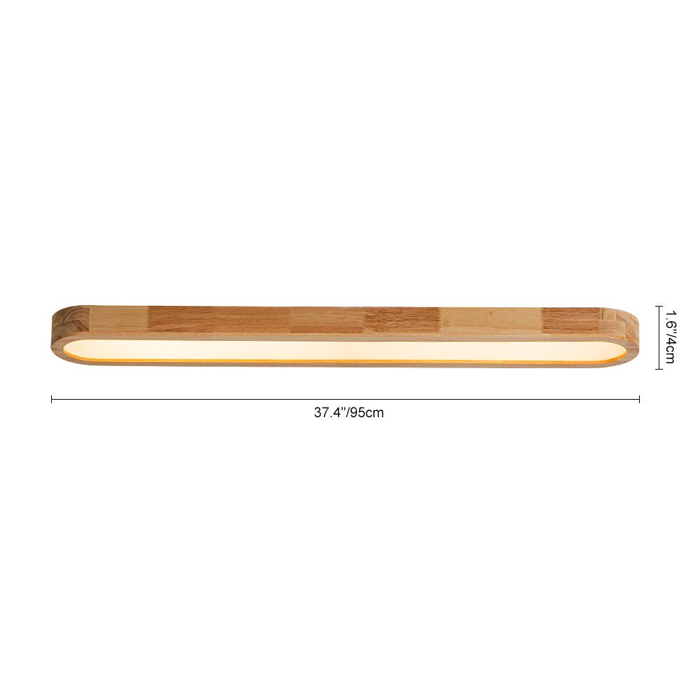 Luz de techo LED ovalada de madera, regulable. Diseño nórdico moderno para iluminación interior.