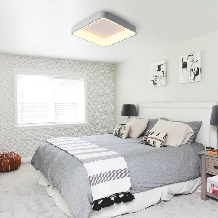 Plafón LED cuadrado moderno y plano para techo, estilo nórdico, perfecto para oficina o estudio. Luz dimerizable.