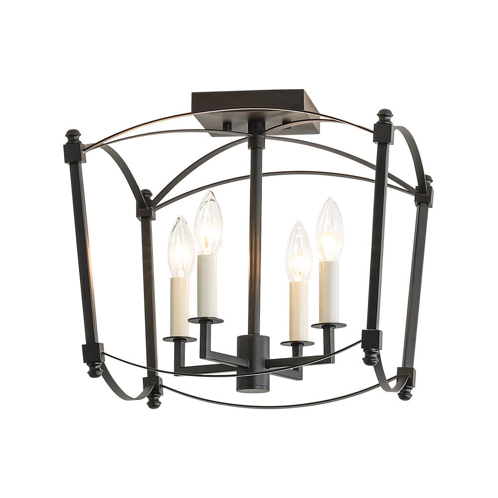 Lámpara retro de 4 luces para techo, semi empotrada, estilo vintage industrial.
